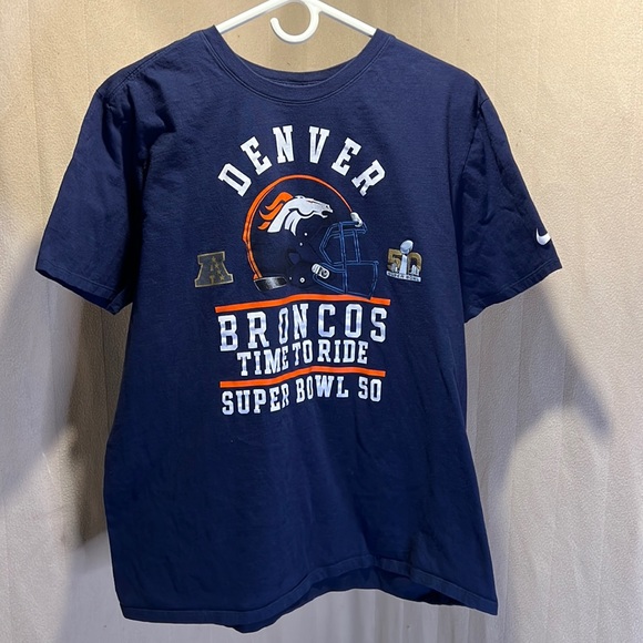 3/$10 Nike Denver Broncos Super Bowl 50 Short Sleeve Shirt Mens XL Extra Large - Picture 1 of 5